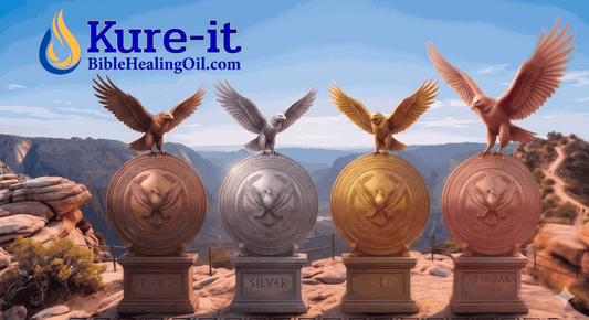 Bible Healing Oil Network the Rainbow Health Company rewards levels with Bronze, Silver, Gold, and Eternal Gold Lifetime Eagle emblems