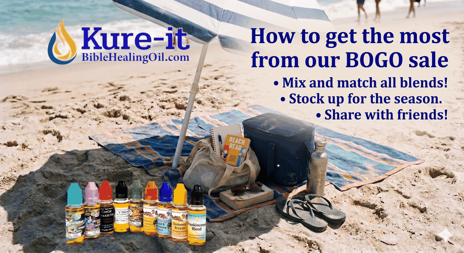 Kure-it Beach Umbrella with Kure-it Oils - BOGO Instructions - Get the most from our sale!