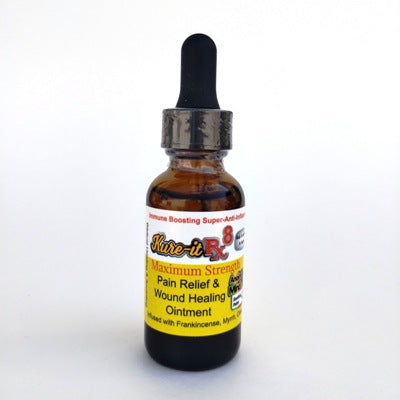 Rx8 Maximum strength pain relief and wound care healing oil.
