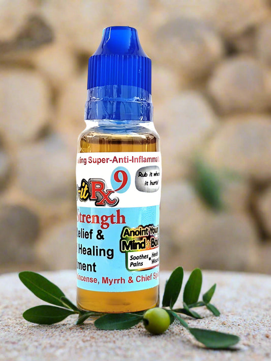 Kure it Rx9 ultra strength Bible Healing Oil for natural pain relief and wound healing.