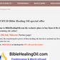 Website page for Bible Healing Oil with promotional text and logo.